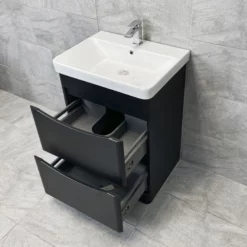 Aegean Satin Black Bathroom Furniture 1100mm Basin Sink Unit + Toilet Suite 13 Aegean Satin Black Bathroom Furniture 1100mm Basin Sink Unit + Toilet Suite -Comparethebathroom Shop Moonstone Satin Black FS Drawers jpg webp 1