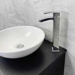 Aegean Satin Black Floorstanding Bathroom Vanity Unit Suite With Wok Basin & Tap -Comparethebathroom Shop Moonstone Satin Black FS Wok Tap 1 jpg webp