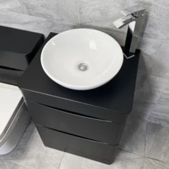 Aegean Satin Black Floorstanding Vanity & WC Set Unit With Wok Basin & Tap 12 Aegean Satin Black Floorstanding Vanity & WC Set Unit With Wok Basin & Tap -Comparethebathroom Shop Moonstone Satin Black Vanity Wok WC Basin 1 jpg webp