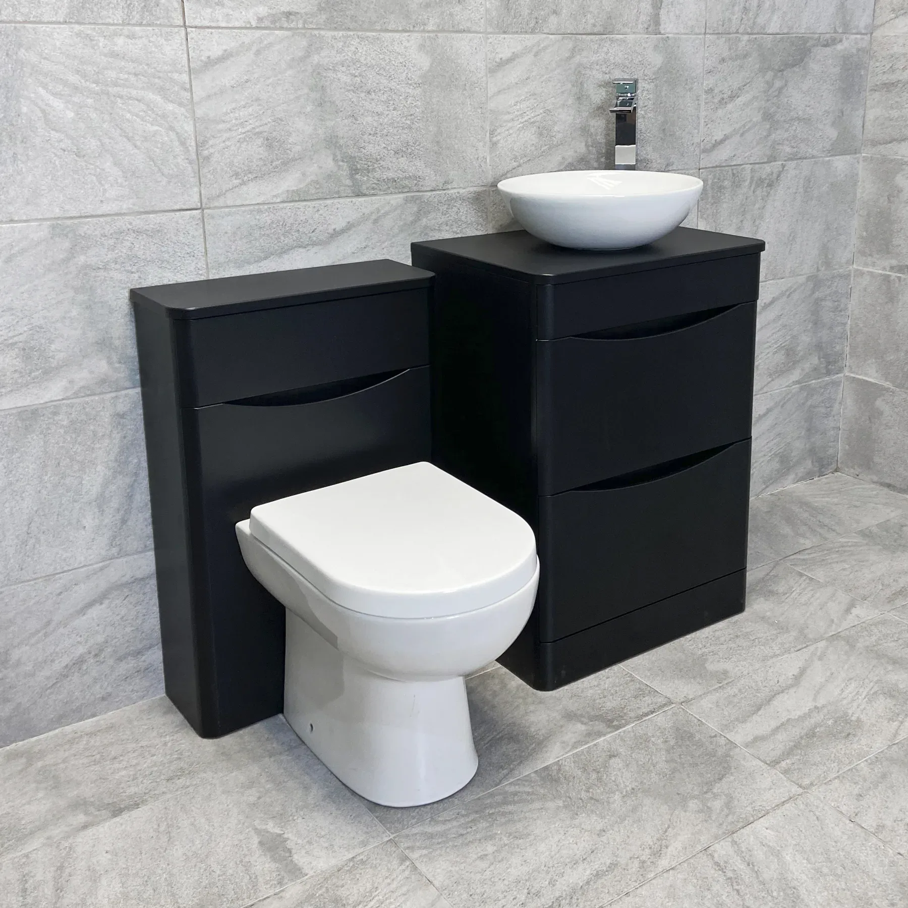 Aegean Satin Black Floorstanding Vanity & WC Set Unit With Wok Basin & Tap 8 Aegean Satin Black Floorstanding Vanity & WC Set Unit With Wok Basin & Tap - Image 6