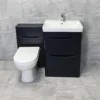 Aegean Satin Black Bathroom Furniture 1100mm Basin Sink Unit + Toilet Suite 2 Aegean Satin Black Bathroom Furniture 1100mm Basin Sink Unit + Toilet Suite -Comparethebathroom Shop Moonstone Satin Black WC Echo Front jpg webp