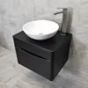 Aegean Satin Black Wall Hung Bathroom Vanity Unit Suite With Wok Basin & Tap 2 Aegean Satin Black Wall Hung Bathroom Vanity Unit Suite With Wok Basin & Tap -Comparethebathroom Shop Moonstone Wall Hung Satin Black Wok Side 1