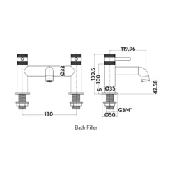 Core Brushed Brass Modern Round Style Bath Filler Bathroom Tap 7 Core Brushed Brass Modern Round Style Bath Filler Bathroom Tap -Comparethebathroom Shop NU 009 LINEDRAWING 001 1500x1500 1