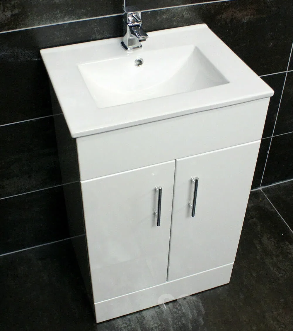 Naomi 500mm Square Vanity Unit + Ceramic Basin Sink Bathroom Storage Cloakroom 3 Naomi 500mm Square Vanity Unit + Ceramic Basin Sink Bathroom Storage Cloakroom