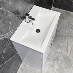 Naomi 600mm Square Vanity Unit + Ceramic Basin Sink Bathroom Storage White Gloss -Comparethebathroom Shop Naomi 600mm Vanity Unit New Basin basin Sep 23 1