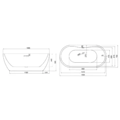 Flo 1555 X 745mm Modern Freestanding White Acrylic Bath With Waste Options 10 Flo 1555 X 745mm Modern Freestanding White Acrylic Bath With Waste Options -Comparethebathroom Shop Onyx Flo 1555mm Bath Sizes 1 jpg webp 1