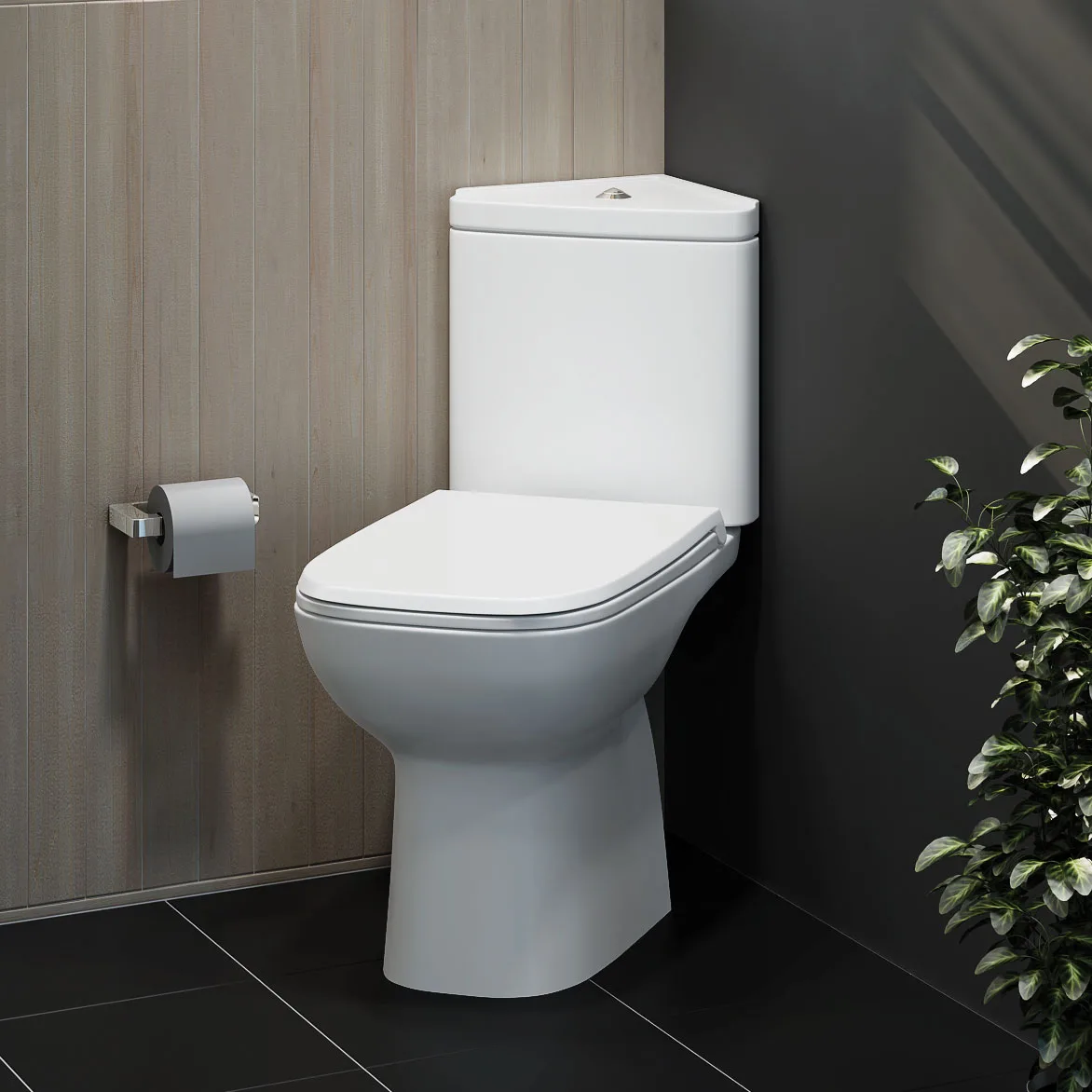 RAK Origin Corner Toilet Space Saving + Soft Close Seat Cloakroom Close Coupled 3 RAK Origin Corner Toilet Space Saving + Soft Close Seat Cloakroom Close Coupled