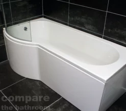 P Shape Showerbath With Panel And Screen – Left Hand Options