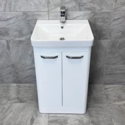 Comparethebathroom Shop 15 Pacific 500mm Curved Vanity Sink Unit + Ceramic Basin Bathroom Storage White