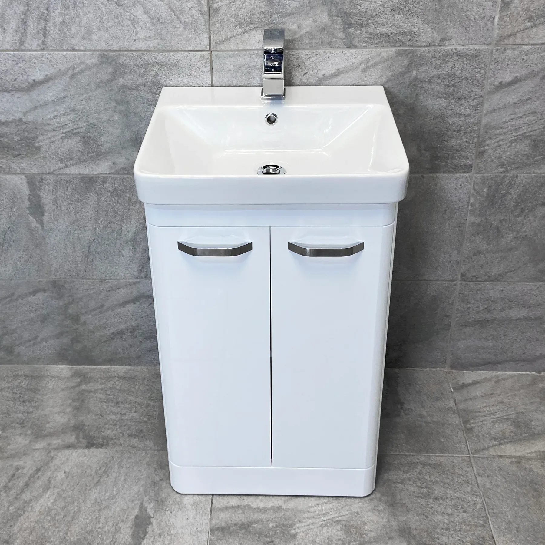 Pacific 500mm Curved Vanity Sink Unit + Ceramic Basin Bathroom Storage White 3 Pacific 500mm Curved Vanity Sink Unit + Ceramic Basin Bathroom Storage White