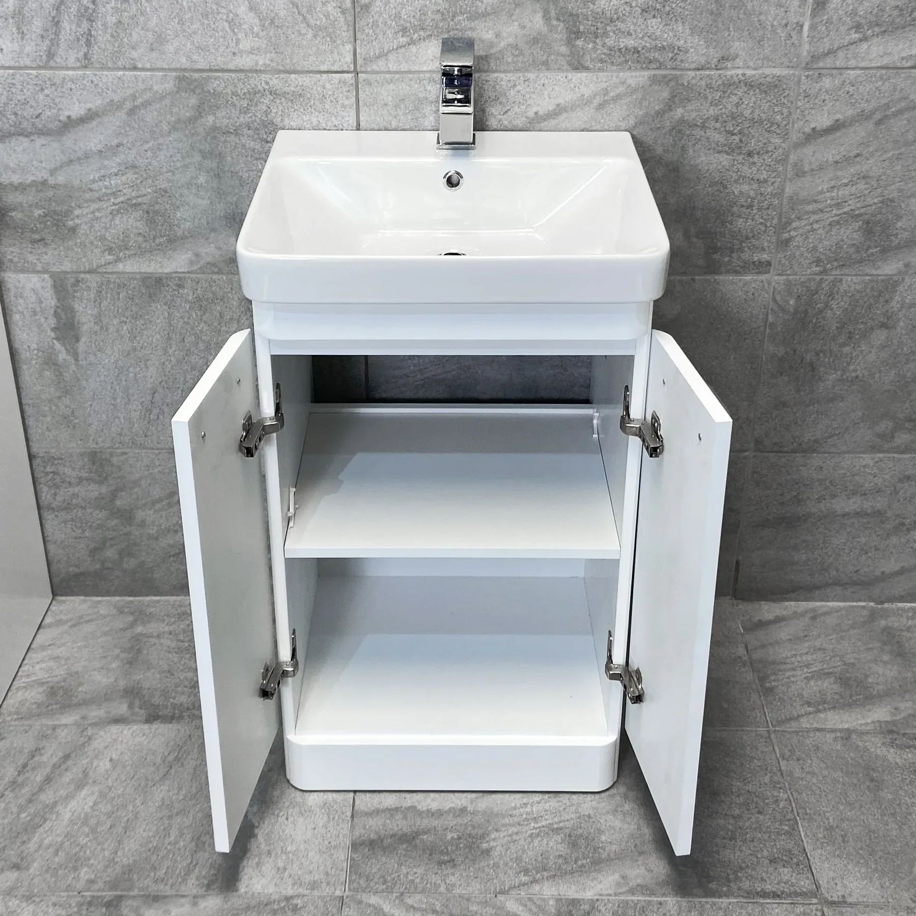 Pacific White Gloss Curved 1000mm Vanity Sink & WC Unit Bathroom Set Ensuite 5 Pacific White Gloss Curved 1000mm Vanity Sink & WC Unit Bathroom Set Ensuite - Image 3