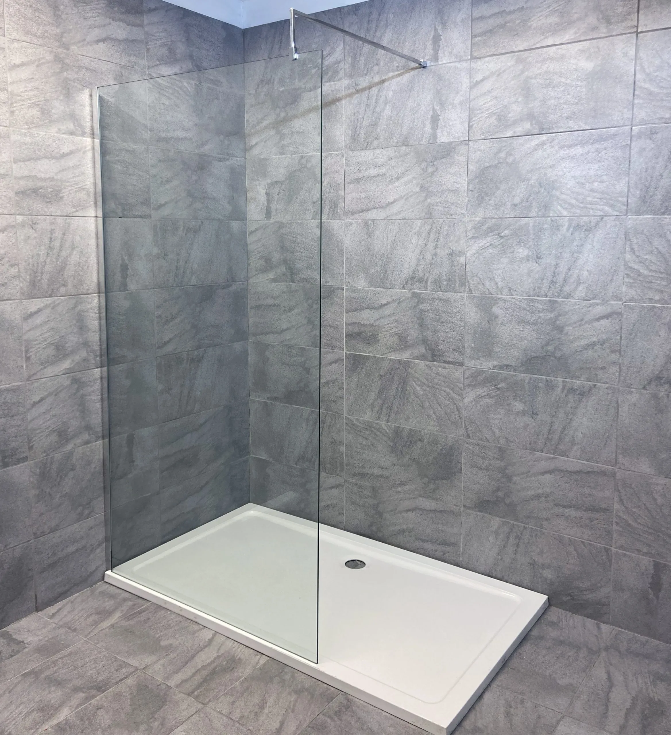 Ex-Bathstore Playtime Shower Panel Walk In Glass Panel With Support Arm Wetroom 3 Ex-Bathstore Playtime Shower Panel Walk In Glass Panel With Support Arm Wetroom