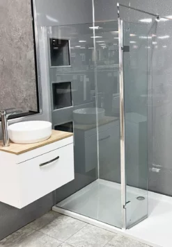 Ex-Bathstore Playtime Chrome Frame 8mm Walk In Shower Package Inc Shower Tray