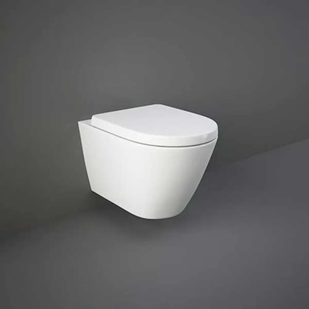 RAK Resort Wall Hung Toilet Rimless D Shaped Pan With Soft Close Seat 4 RAK Resort Wall Hung Toilet Rimless D Shaped Pan With Soft Close Seat - Image 2