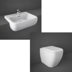 Rak Metropolitan Semi Recessed Basin & Back To Wall Toilet Pan Bathroom Suite
