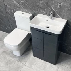 RAK Series 600 Toilet + Ross 550mm Vanity Unit Bathroom Suite White / Anthracite -Comparethebathroom Shop Rio Ross 500mm Anthracite Vanity Unit with Series 600 Toilet Overview