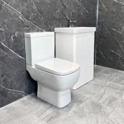 RAK Series 600 Toilet + Ross 550mm Vanity Unit Bathroom Suite White / Anthracite -Comparethebathroom Shop Rio Ross 550 White Vanity Series 600 Toilet Side
