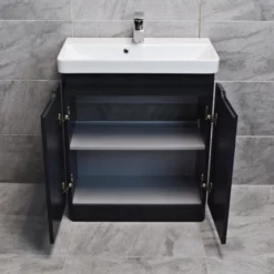 Ross Curved Vanity Basin Sink Unit – Anthracite – 550mm + 700mm With Tap Option -Comparethebathroom Shop Rio Ross Anthracite 700 doors jpg webp