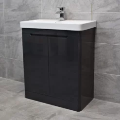 Ross Curved Vanity Basin Sink Unit – Anthracite – 550mm + 700mm With Tap Option -Comparethebathroom Shop Rio Ross Anthracite 700 front jpg webp