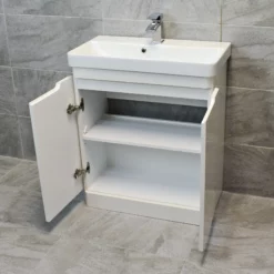 Ross Curved Vanity Basin Sink Unit – Gloss White – 550mm + 700mm With Tap Option -Comparethebathroom Shop Rio Ross White 700 doors jpg webp