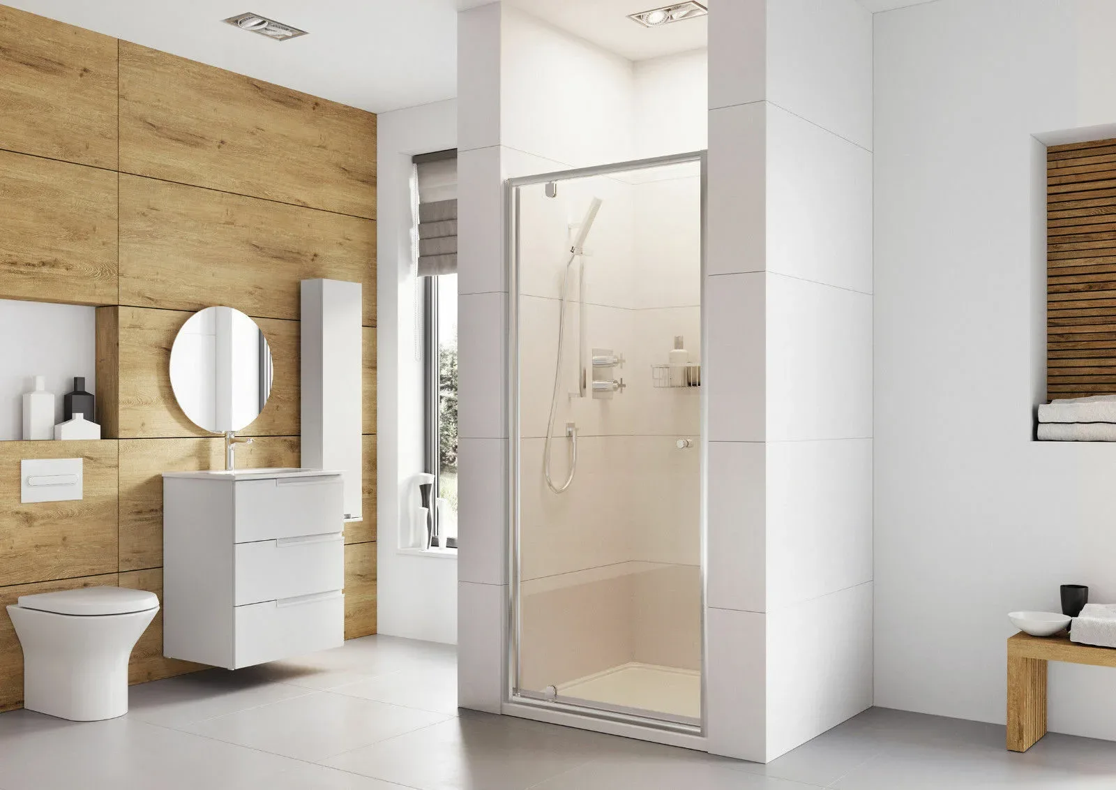Roman Haven 6 Pivot Shower Door With Optional Side Panel Chrome Made In The UK 5 Roman Haven 6 Pivot Shower Door With Optional Side Panel Chrome Made In The UK - Image 3