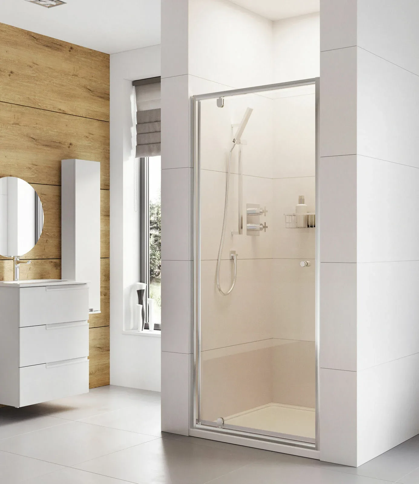Roman Haven 6 Pivot Shower Door With Optional Side Panel Chrome Made In The UK 7 Roman Haven 6 Pivot Shower Door With Optional Side Panel Chrome Made In The UK - Image 5