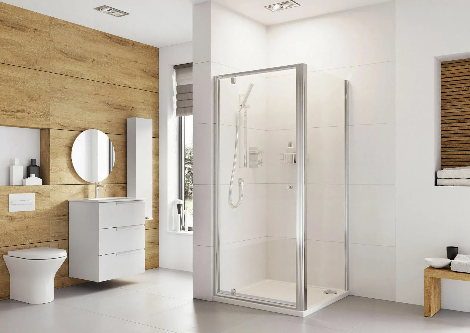Roman Haven 6 Pivot Shower Door With Optional Side Panel Chrome Made In The UK 3 Roman Haven 6 Pivot Shower Door With Optional Side Panel Chrome Made In The UK