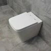 Square Or D-Shaped Rimless Back To Wall Toilet + Soft Close Seat -Comparethebathroom Shop Rose CC Toilet Pan Side