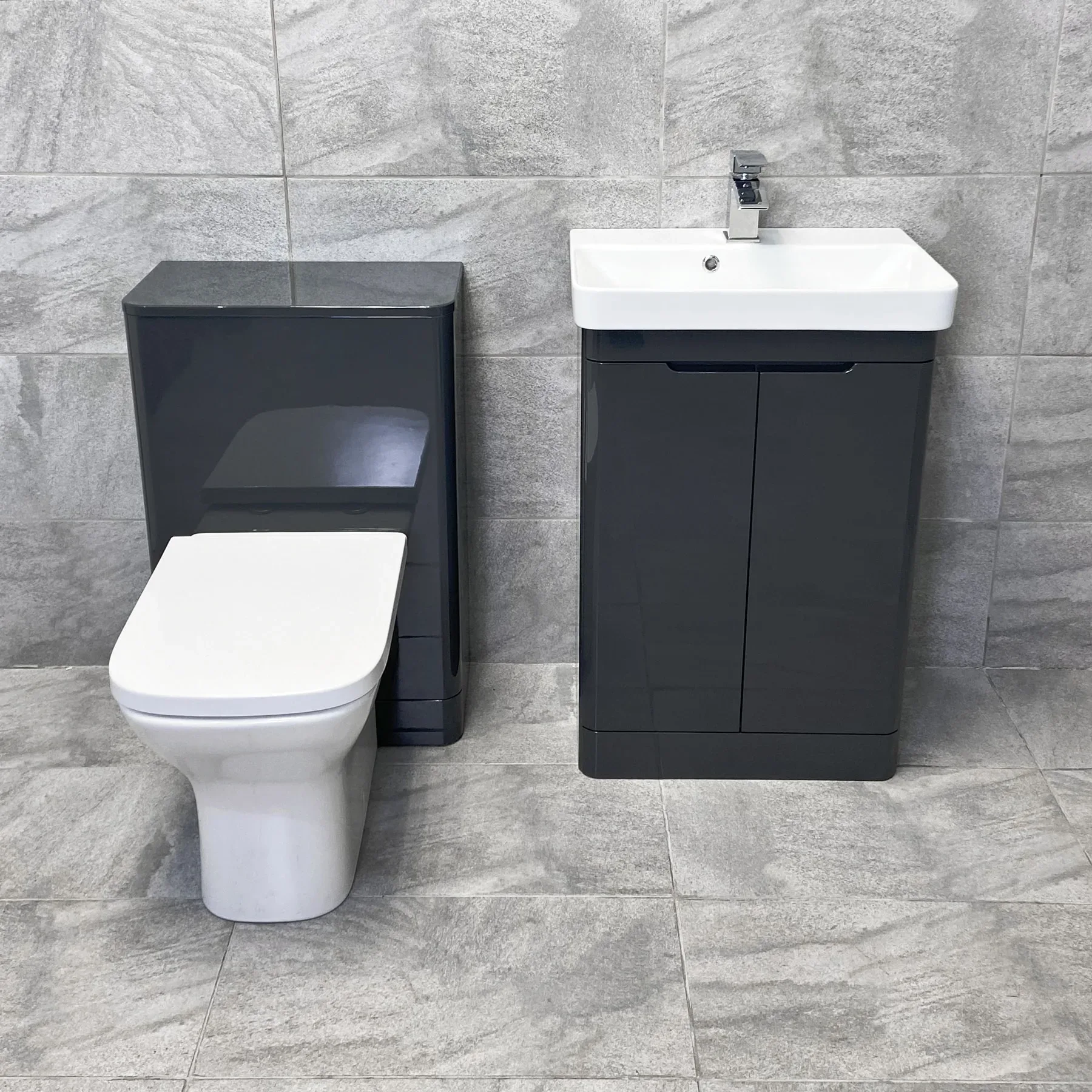 Ross Anthracite Grey Or White Gloss 550mm Vanity Sink Unit & WC Unit Ensuite Set 4 Ross Anthracite Grey Or White Gloss 550mm Vanity Sink Unit & WC Unit Ensuite Set - Image 2