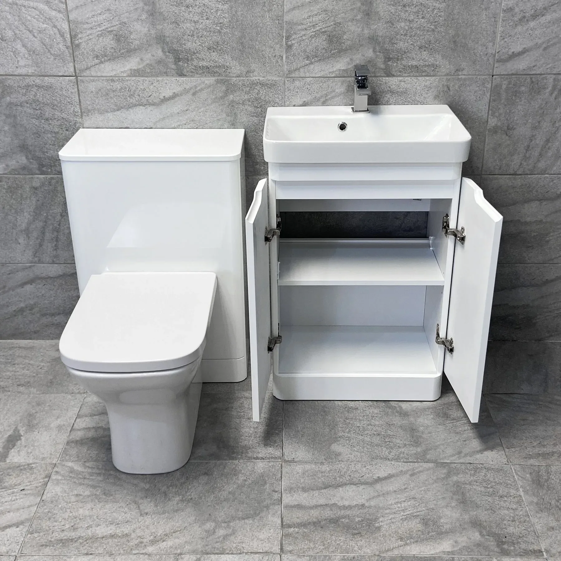 Ross Anthracite Grey Or White Gloss 550mm Vanity Sink Unit & WC Unit Ensuite Set 8 Ross Anthracite Grey Or White Gloss 550mm Vanity Sink Unit & WC Unit Ensuite Set - Image 6