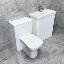Ross White Gloss Or Anthracite 700mm Vanity Unit Sink & WC Unit Ensuite Set 14 Ross White Gloss Or Anthracite 700mm Vanity Unit Sink & WC Unit Ensuite Set -Comparethebathroom Shop Ross 700 White Vanity WC Set Side jpg webp