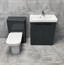Ross White Gloss Or Anthracite 700mm Vanity Unit Sink & WC Unit Ensuite Set