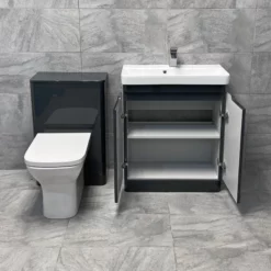 Ross White Gloss Or Anthracite 700mm Vanity Unit Sink & WC Unit Ensuite Set 18 Ross White Gloss Or Anthracite 700mm Vanity Unit Sink & WC Unit Ensuite Set -Comparethebathroom Shop Ross 700mm Anthracite Vanity WC Set Open jpg webp