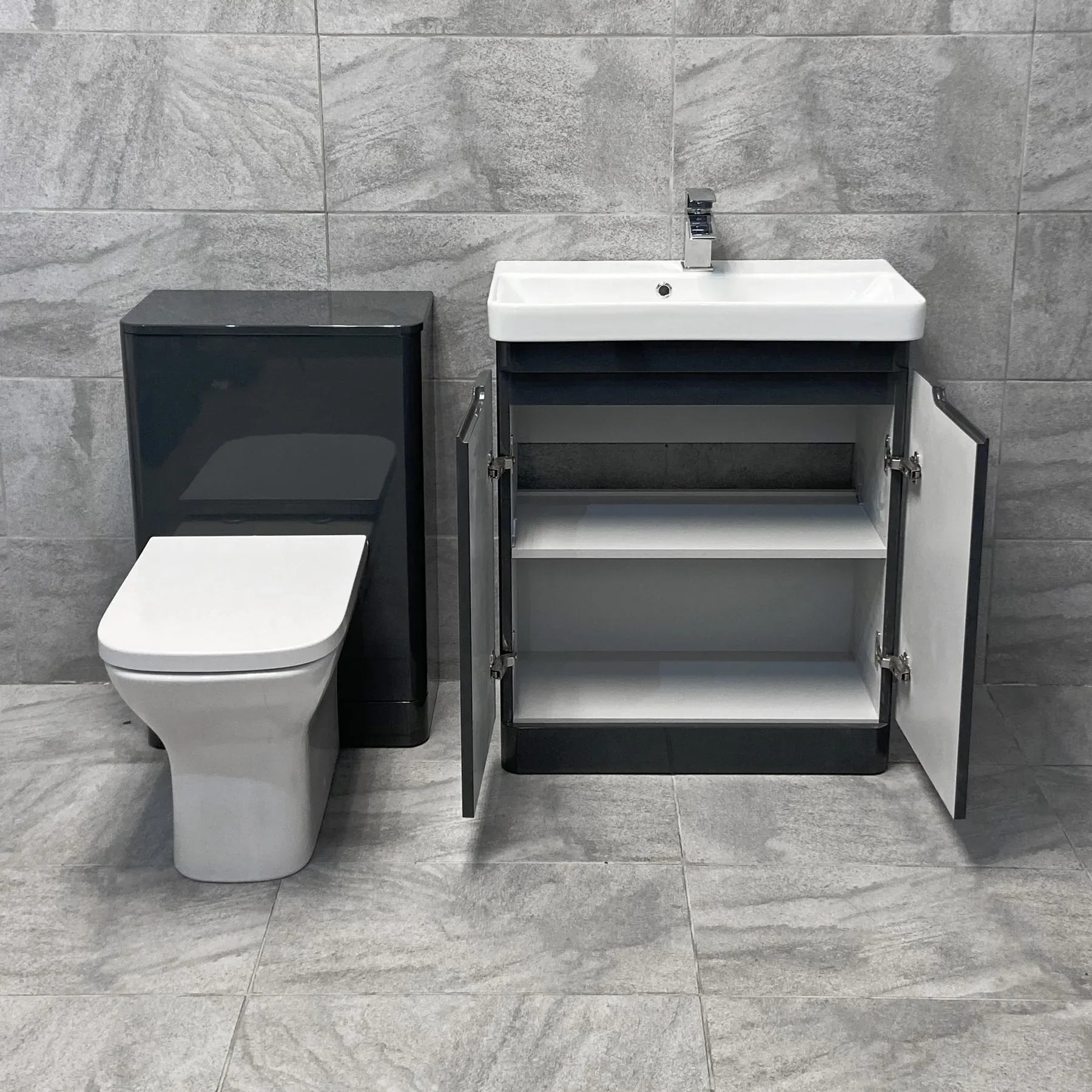 Ross White Gloss Or Anthracite 700mm Vanity Unit Sink & WC Unit Ensuite Set 10 Ross White Gloss Or Anthracite 700mm Vanity Unit Sink & WC Unit Ensuite Set - Image 8