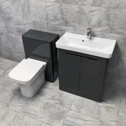 Ross White Gloss Or Anthracite 700mm Vanity Unit Sink & WC Unit Ensuite Set 16 Ross White Gloss Or Anthracite 700mm Vanity Unit Sink & WC Unit Ensuite Set -Comparethebathroom Shop Ross 700mm Anthracite Vanity WC Set Side jpg webp