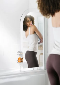 Lakes Mirror Glass Curved Bath Screen 1400 X 800mm Right Or Left Handed