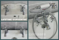 Sage Traditional Cross Head Bathroom Basin & Bath Taps & Bath Shower Mixer