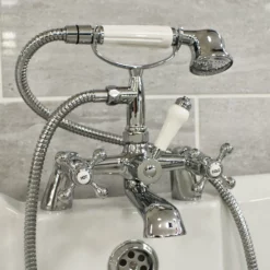 Sage Traditional Victorian Style Bath Shower Mixer Tap Telephone Style Chrome