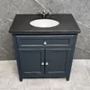 Savoy Traditional Style White Or Grey 800mm Vanity Unit Inc. Worktop & Basin -Comparethebathroom Shop Savoy Chrcoal Grey 2D Black Worktop Front