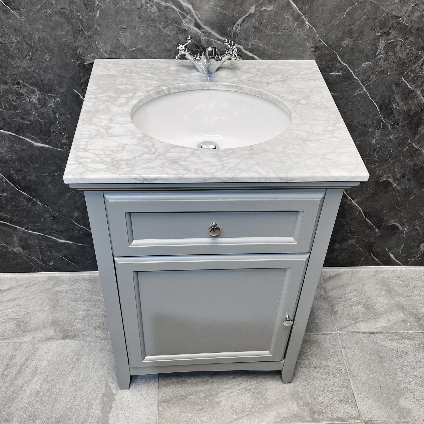 Savoy Traditional Style White Or Grey 600mm Vanity Unit Inc. Worktop & Basin 8 Savoy Traditional Style White Or Grey 600mm Vanity Unit Inc. Worktop & Basin - Image 6