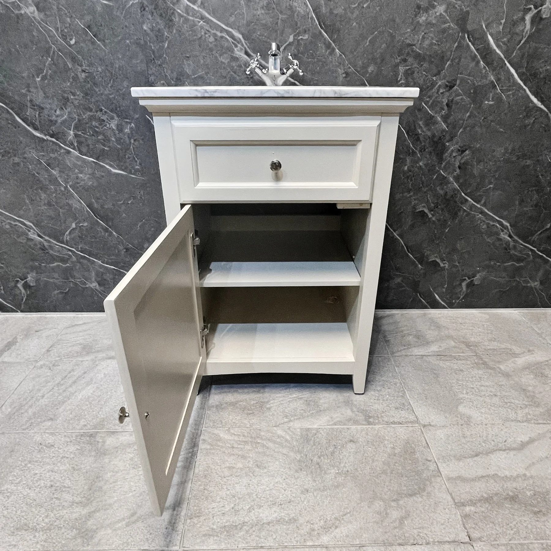 Savoy Traditional Style White Or Grey 600mm Vanity Unit Inc. Worktop & Basin 6 Savoy Traditional Style White Or Grey 600mm Vanity Unit Inc. Worktop & Basin - Image 4