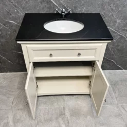 Savoy Traditional Style White Or Grey 800mm Vanity Unit Inc. Worktop & Basin 16 Savoy Traditional Style White Or Grey 800mm Vanity Unit Inc. Worktop & Basin -Comparethebathroom Shop Savoy Old English White 2D Black Worktop Open