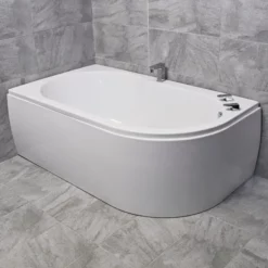 Offset Corner Bath Acrylic 1550 X 900mm White Left Or Right Hand + Front Panel