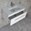 Sulu Wall Hung Vanity Unit With 800mm Ceramic Basin Sink 1 Drawer White -Comparethebathroom Shop Seto 800mm Wall Hung Vanity Unit Basin Sink Unit White Gloss 1 Drawer Bathroom 332564108314 JPG webp