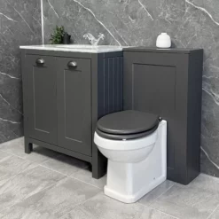 Salisbury Traditional 1300mm Dark Grey Vanity Set Inc Toilet & Marble Worktop 11 Salisbury Traditional 1300mm Dark Grey Vanity Set Inc Toilet & Marble Worktop -Comparethebathroom Shop Soulbury Dark Grey Vanity Set Low KIT974 jpg webp