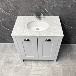 Salisbury Traditional 1300mm Light Grey Vanity Set Inc Toilet & Marble Worktop 15 Salisbury Traditional 1300mm Light Grey Vanity Set Inc Toilet & Marble Worktop -Comparethebathroom Shop Soulbury Light Grey Vanity Basin 1