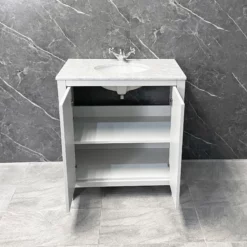 Salisbury Traditional 800mm Light Grey Vanity Unit With Marble Worktop & Basin 9 Salisbury Traditional 800mm Light Grey Vanity Unit With Marble Worktop & Basin -Comparethebathroom Shop Soulbury Light Grey Vanity Open 1