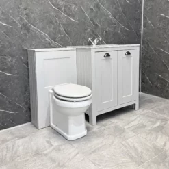 Salisbury Traditional 1300mm Light Grey Vanity Set Inc Toilet & Marble Worktop 13 Salisbury Traditional 1300mm Light Grey Vanity Set Inc Toilet & Marble Worktop -Comparethebathroom Shop Soulbury Light Grey Vanity WC Unit Side 1
