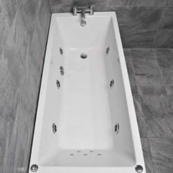 Sadie Slim Rim Square Whirlpool Spa Bath 6 Or 11 Jets Panel Options 13 Sadie Slim Rim Square Whirlpool Spa Bath 6 Or 11 Jets Panel Options -Comparethebathroom Shop Square Slim Jacuzzi Bath 11H End 1