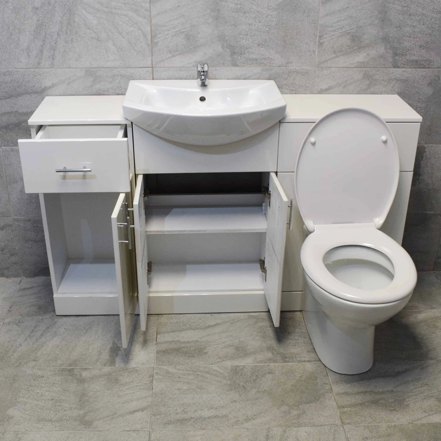 1350mm Vanity Set Bathroom Furniture Suite Sink Storage Drawerline White 15 1350mm Vanity Set Bathroom Furniture Suite Sink Storage Drawerline White - Image 13